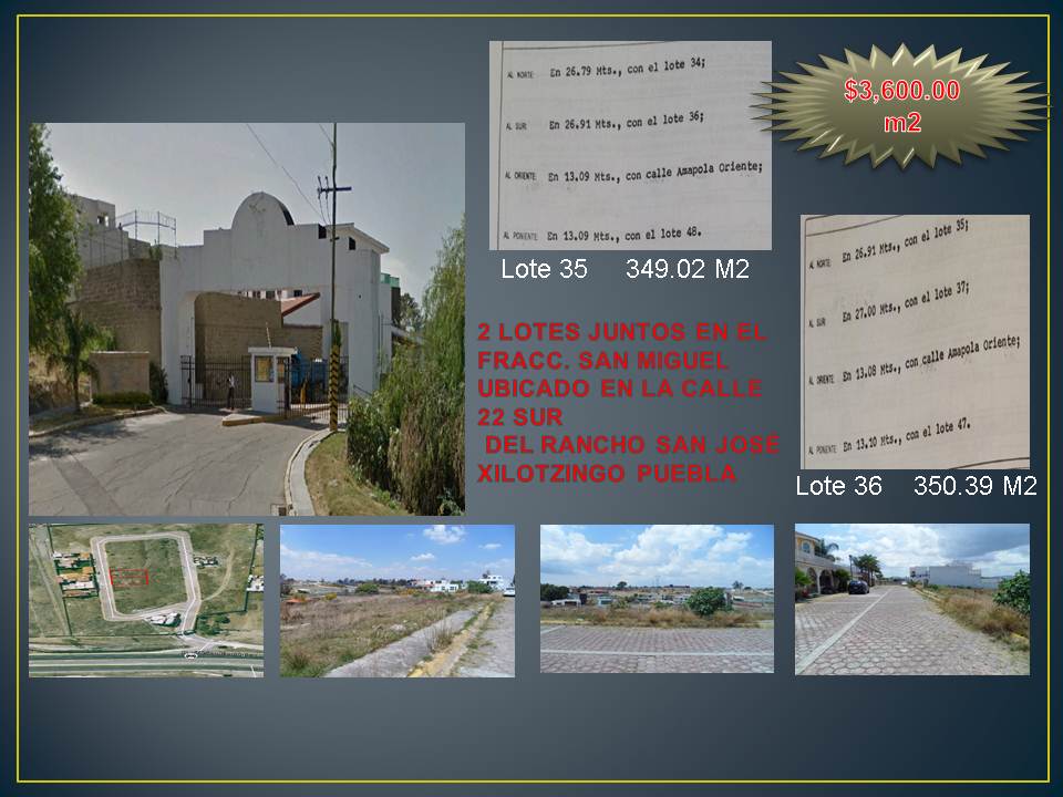 Terrenos en Venta en San Miguel