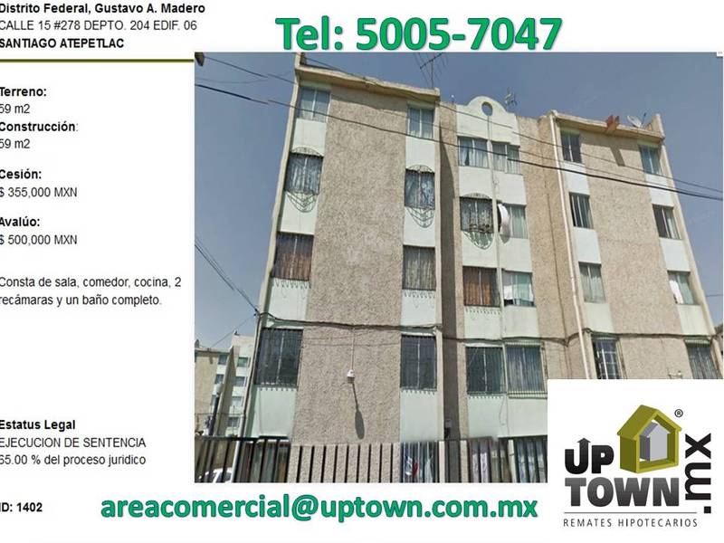 Departamento en Venta en Santiago Atepetlac